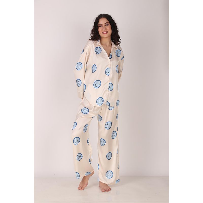 Masha Blue Dragon Fruit Oversized Satin Nightsuit (S)