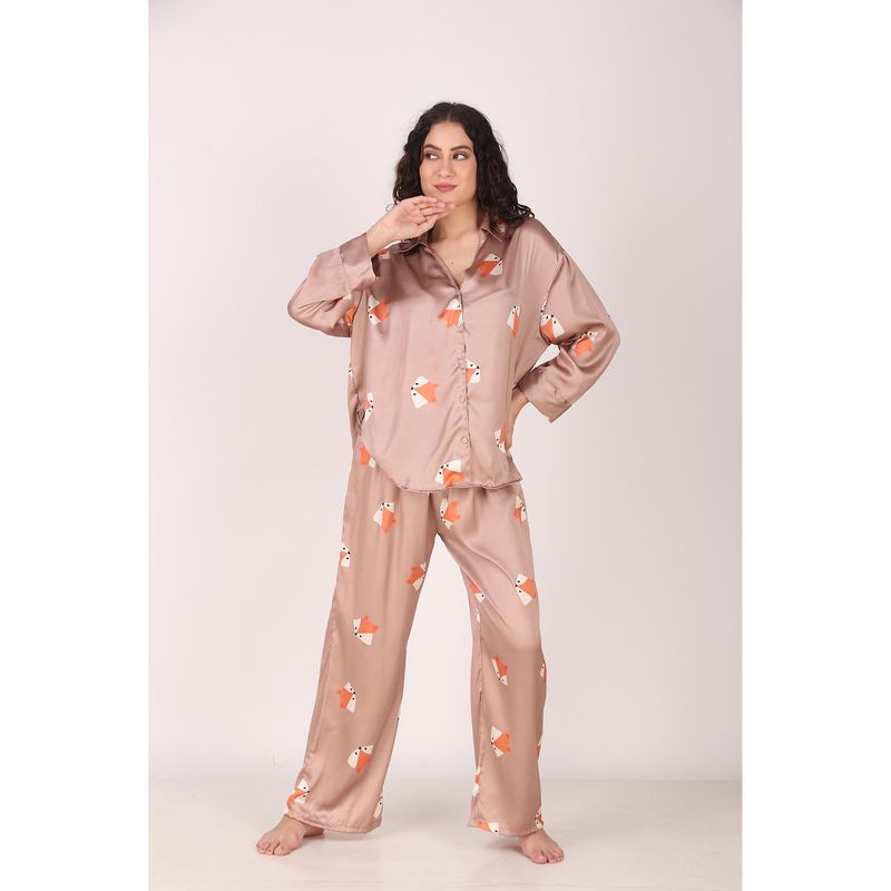 Buy Masha Mr. Fox Oversized Satin Nightsuit Online