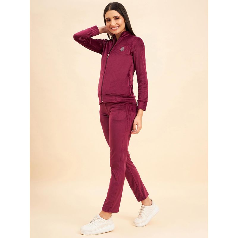 Sweet Dreams Women Solid Tracksuit Wine (5XL)