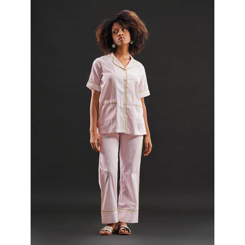 Noite Luxe Premium Cotton Night Suit – Breathable Sleepwear Set (XS)