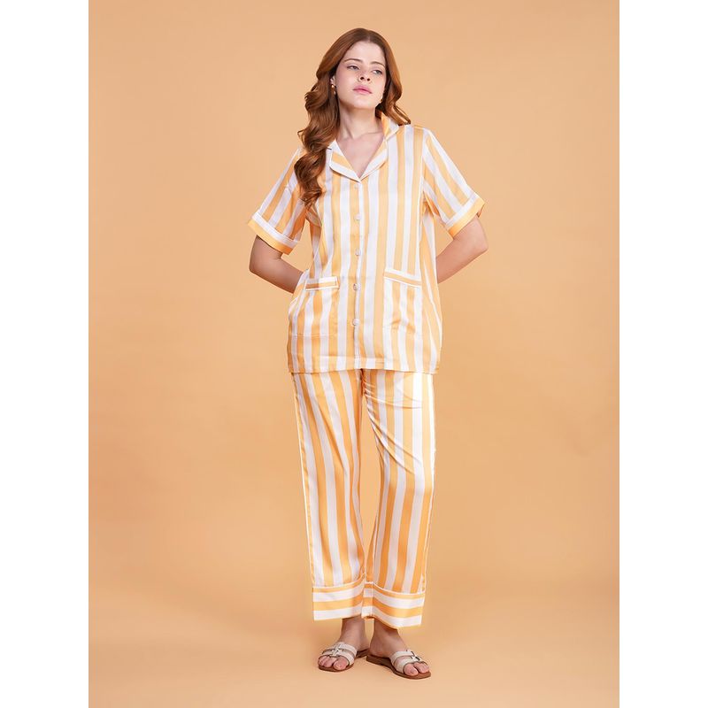 Noite Luxe Luxury Satin Sleepwear – Shirt & Pyjama Night Suit Set. (XS)