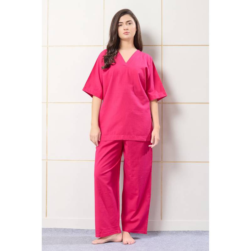 PIU Womens Night Co-Ord Set Pink (M)