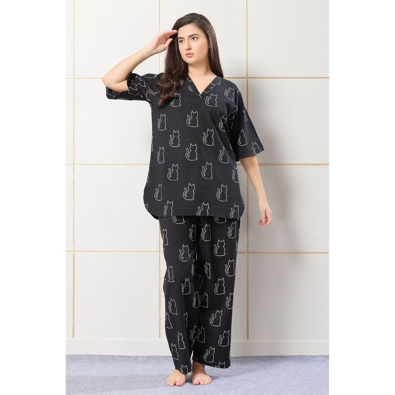 PIU Womens Night Co-Ord Set Black (M)