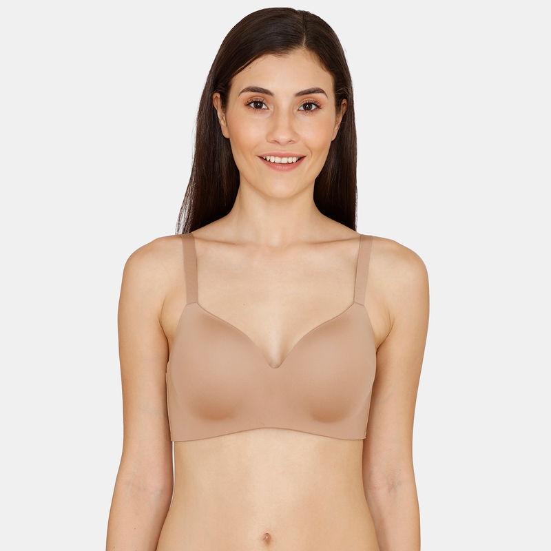 Zivame Wonder Wire Padded Non Wired 3/4th Coverage T-Shirt Bra - Roebuck - Nude (32C)