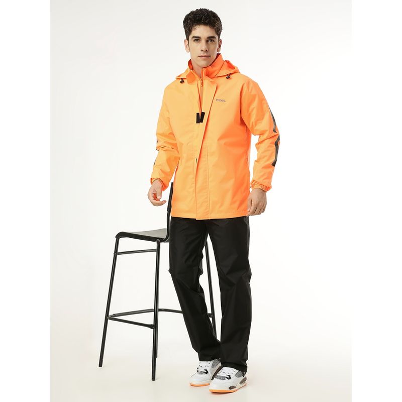 ZEEL Mens Orange and Black Waterproof Raincoat with Pant (Set of 2) (2XL)