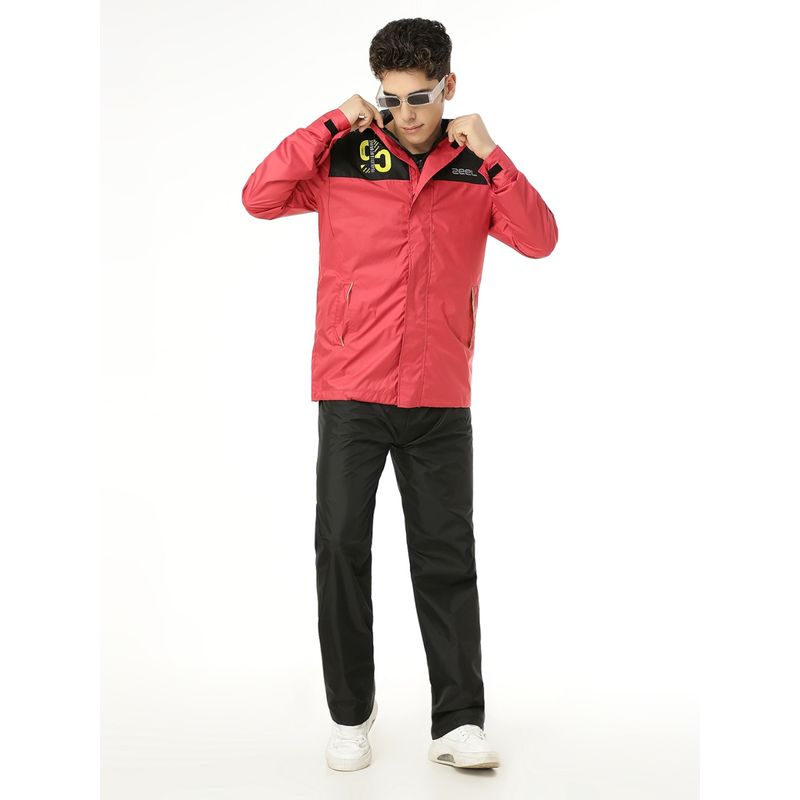 ZEEL Classic Red and Black Raincoat with Pant (Set of 2) (2XL)