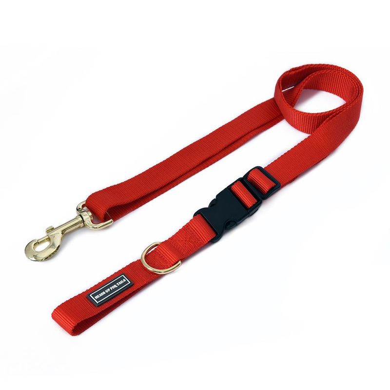 Heads Up For Tails Adjustable Nylon Dog Leash - Red (Medium)