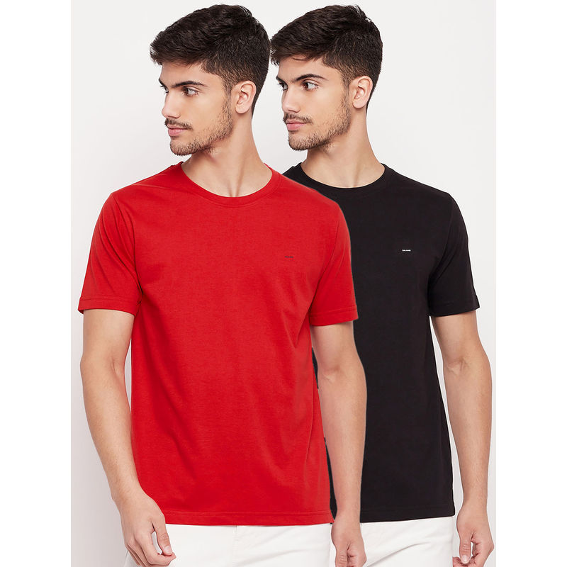 Okane Mens Casual T-Shirt - Red (Pack of 2) (M)