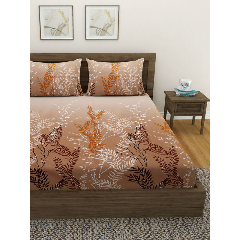 Swayam Floral print 240 TC Cotton Double Bedsheet with 2 Pillow Covers