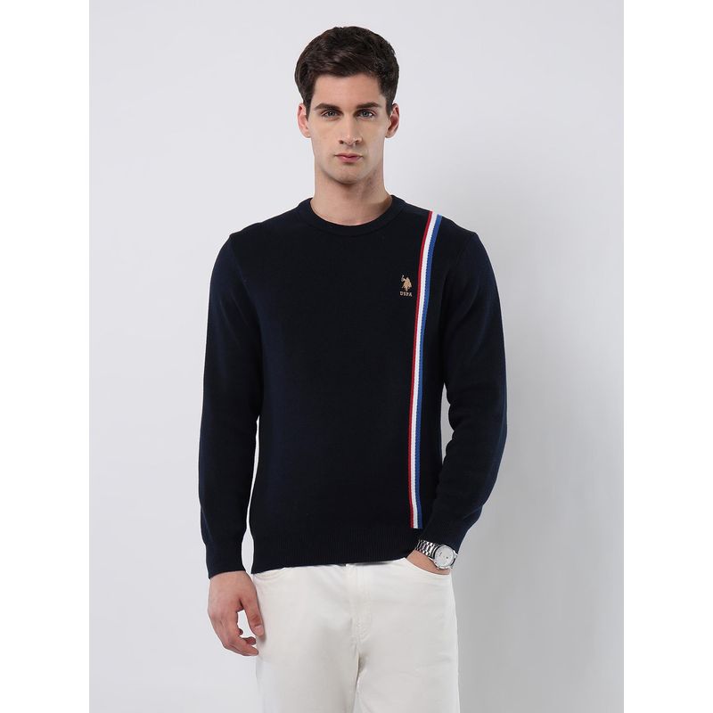 U.S. POLO ASSN. Men's Vertical Striped Patterned Knit Sweater (S)