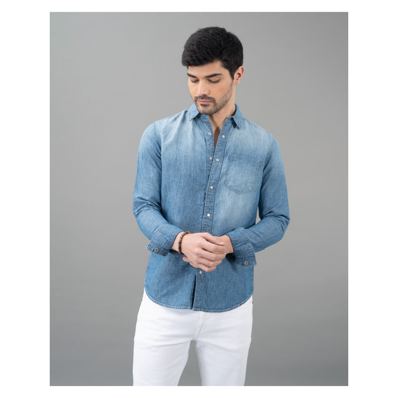 ROOKIES Light Blue Full Sleeves Denim Casual Shirt (3XL)