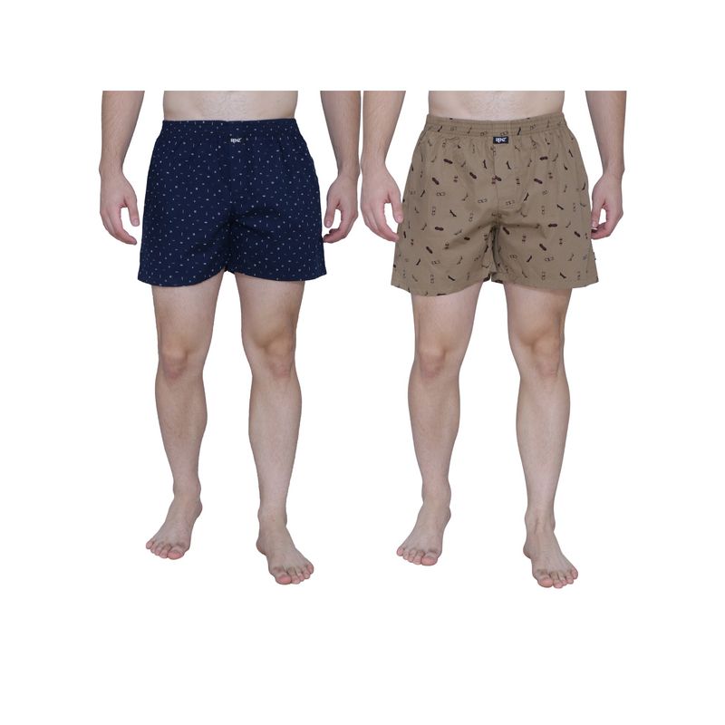 RENZ Super Combed Cotton Carbon Finish Printed Boxers (Pack of 2) (M)