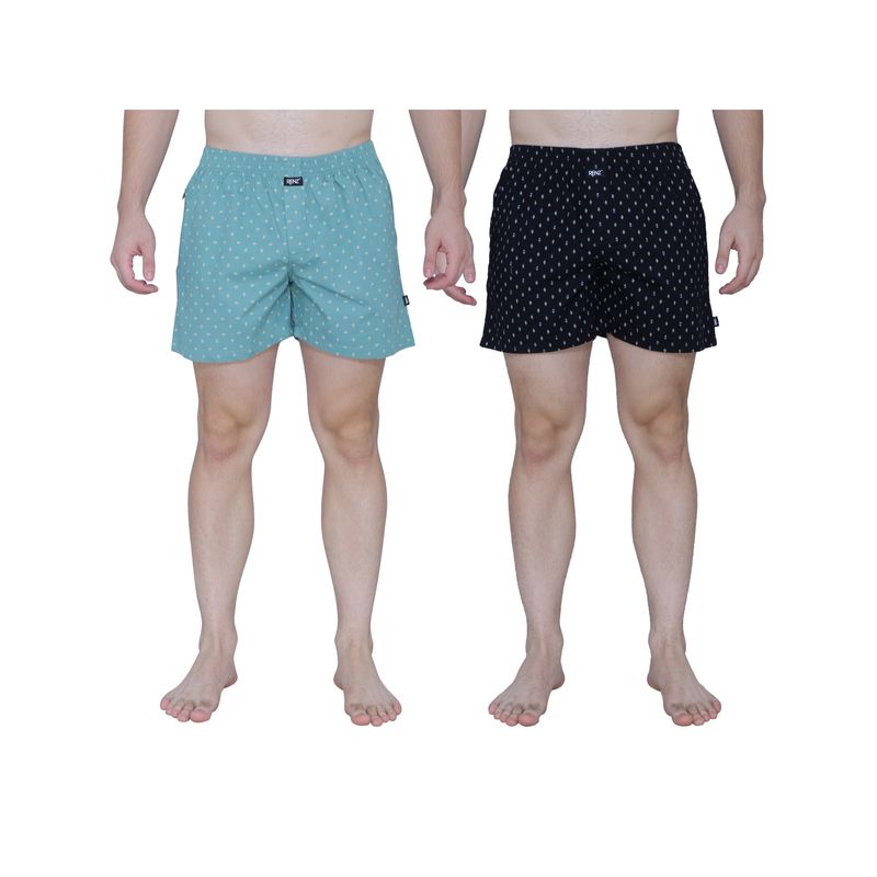 RENZ Super Combed Cotton Carbon Finish Printed Boxers (Pack of 2) (M)