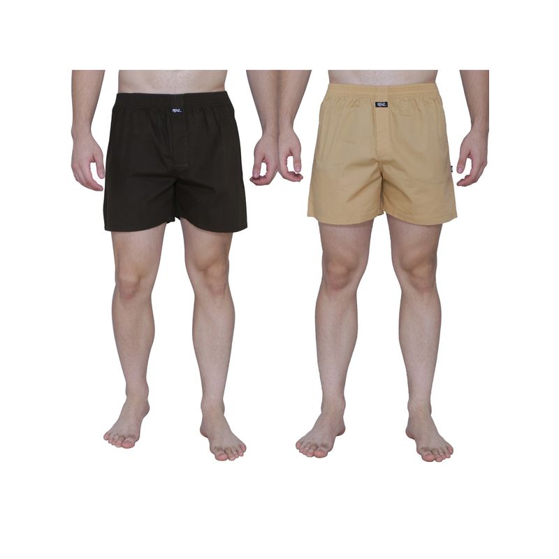 RENZ Super Combed Cotton Carbon Finish Solid Boxers (Pack of 2) (M)