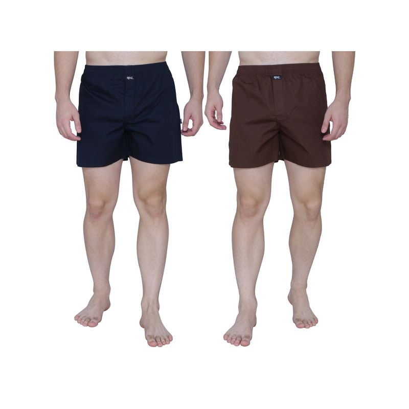 RENZ Super Combed Cotton Carbon Finish Solid Boxers (Pack of 2) (M)