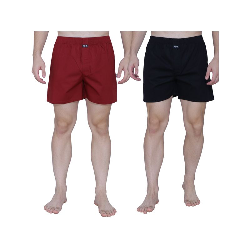 RENZ Super Combed Cotton Carbon Finish Solid Boxers (Pack of 2) (M)