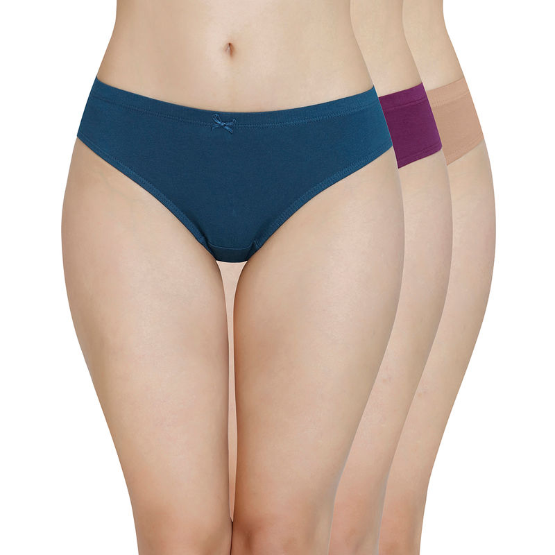 Amante Inner Elastic Solid Mid Rise Bikini Panty (Pack of 3) - Multi-Color (M)