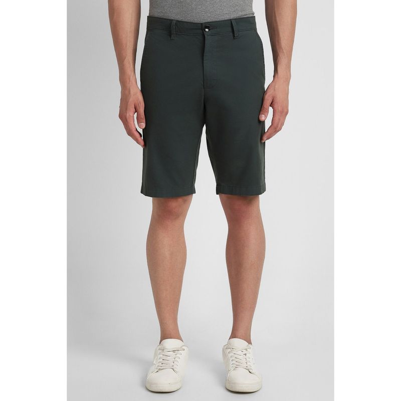 Allen Solly Men Dark Green Solid Slim Fit Shorts (30)