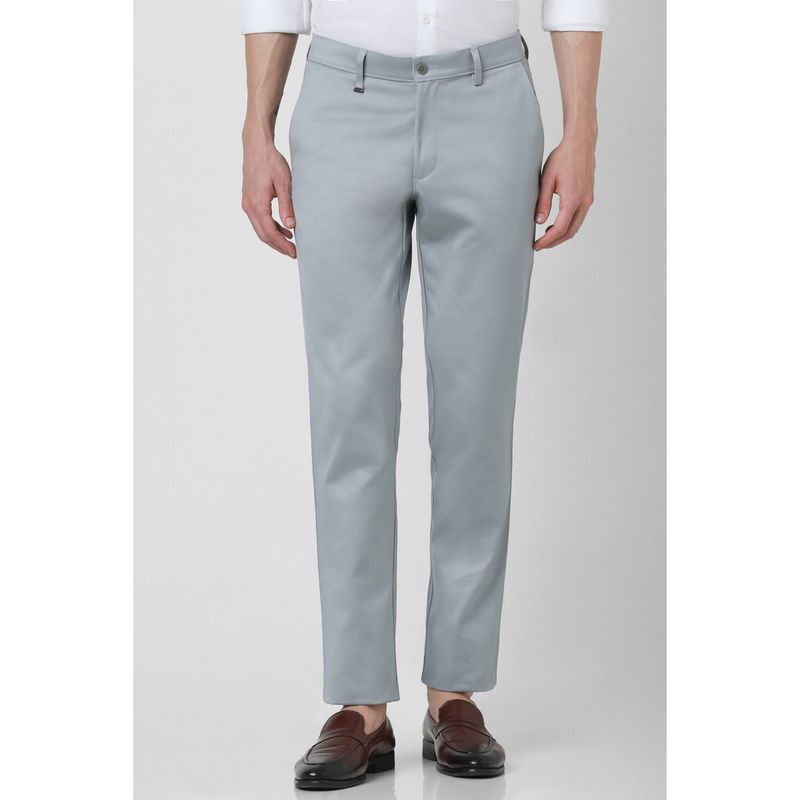 Van Heusen Men Grey Solid Slim Fit Formal Trouser (38)