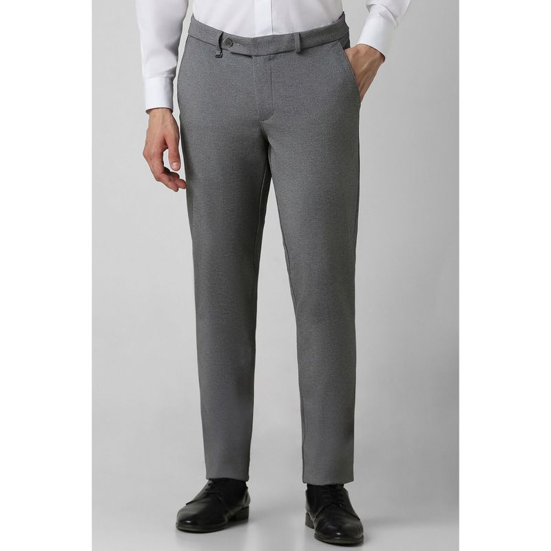 Buy Van Heusen Men Grey Textured Ultra Slim Fit Formal Trouser Online