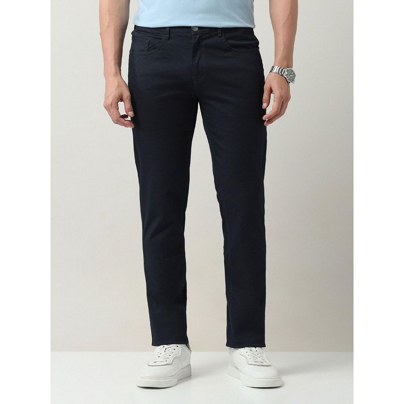 AD By Arvind Navy Blue Modern Slim Fit Solid Chinos (32)