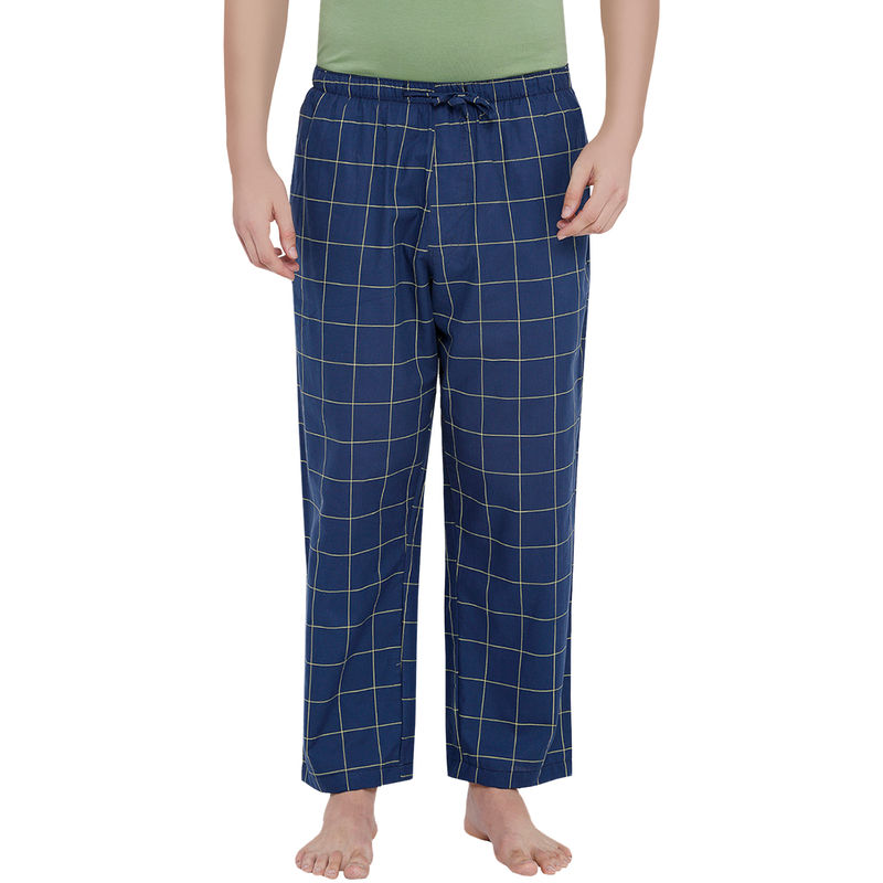 XYXX Super Combed Cotton Checkered Pyjama For Men - Navy Blue (S)