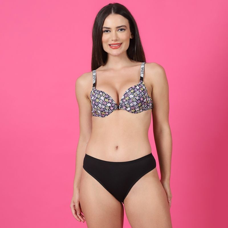 PrettyCat Shine Strap Multiway Sexy Front Open Push up Bra & Panty Lingerie (Set of 2) (30B)