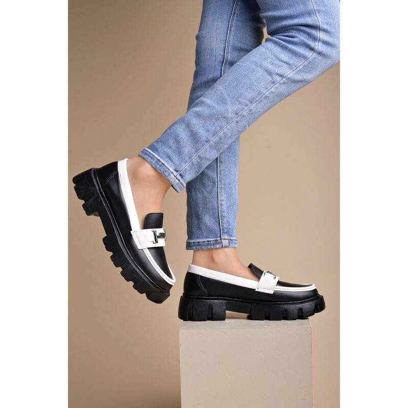 Shoetopia Front Buckle Detailed Black Loafers for Women & Girls (EURO 41)