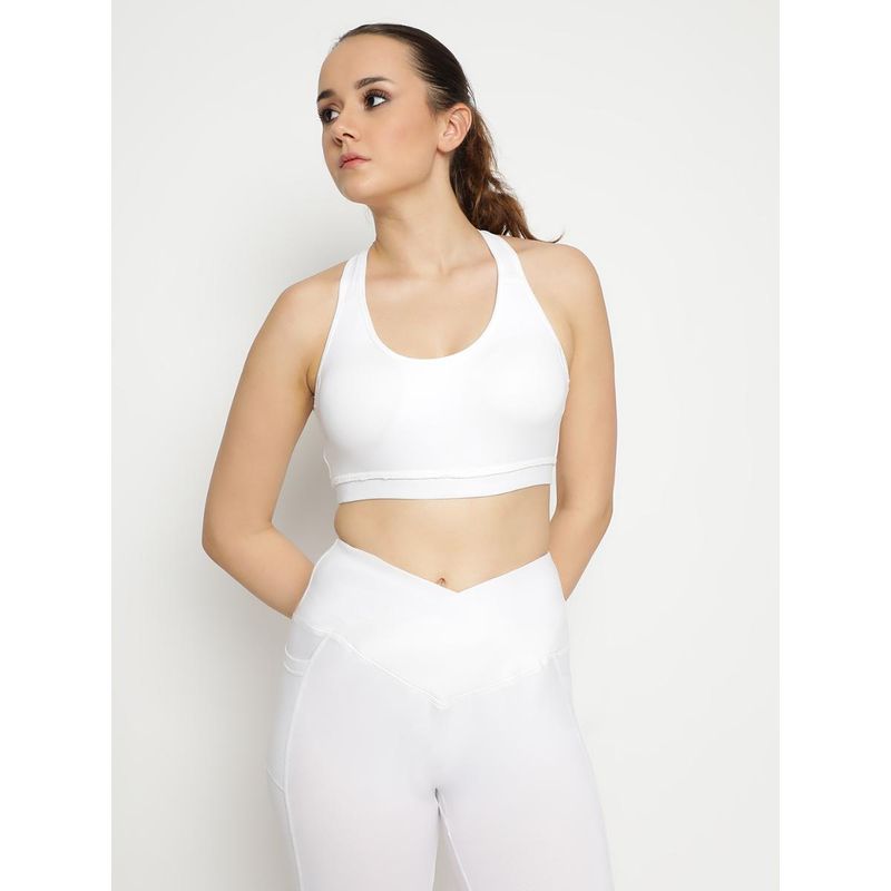 Wear Jukebox Empower Sports Bra for Girls and Women White (L)
