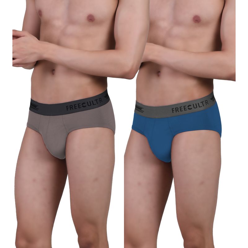 FREECULTR Men's Anti-Microbial Air-Soft Micromodal Underwear Brief, Pack of 2 - Multi-Color (L)