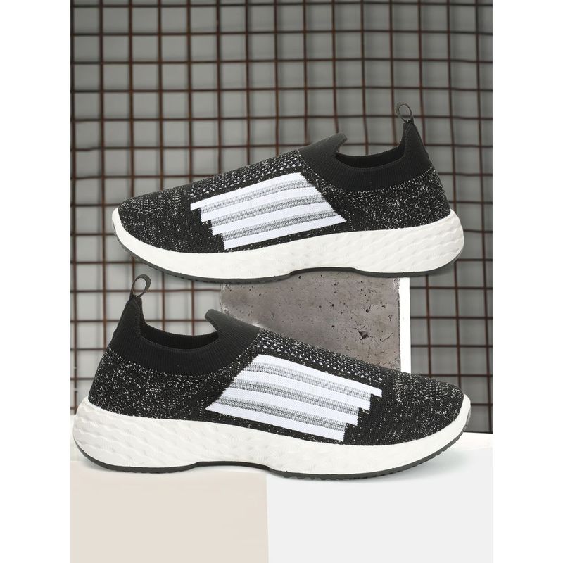 Carlton London Women's Slip On Black Color Woven Desing Comfortable Sneakers (EURO 39)