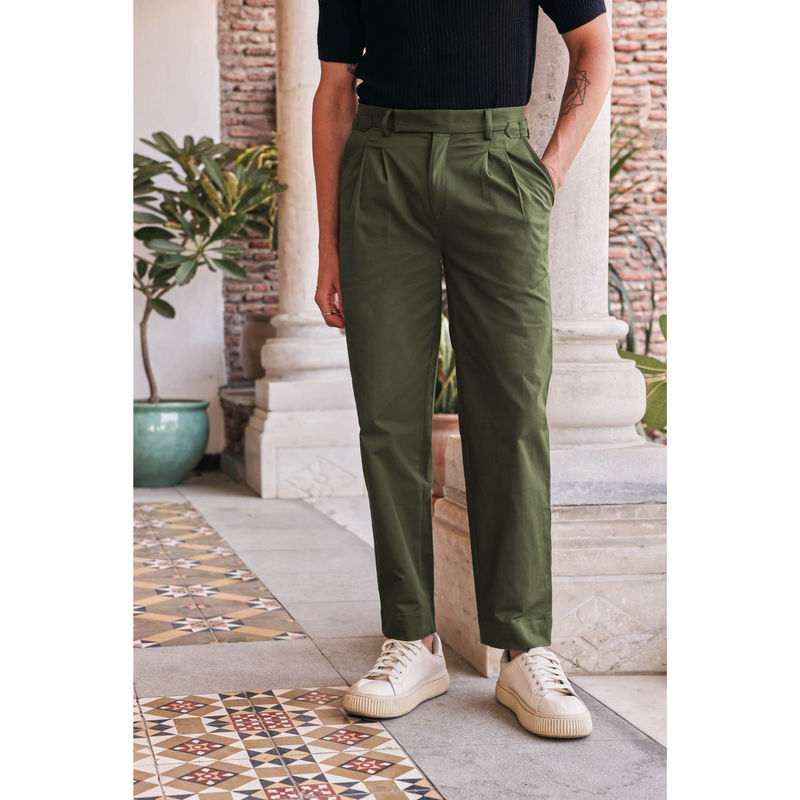 PRIMAL GRAY Men Solid Olive Gurkha Pant (30)