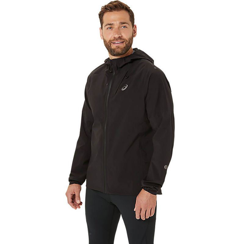 ASICS Mens Performance Black Metarun Waterproof Hooded Jacket (M)