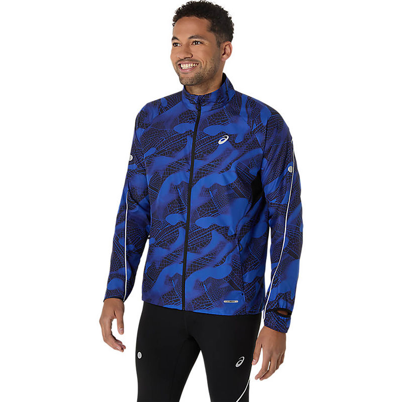 ASICS Mens Performance Dark Cobalt Blue Road Lite-Show Packable Jacket (XS)