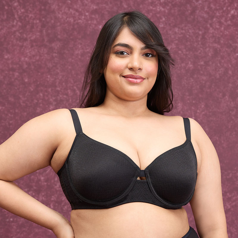 Nykd by Nykaa Luxe Jacquard Minimiser Bra Black NYB231 (34D)