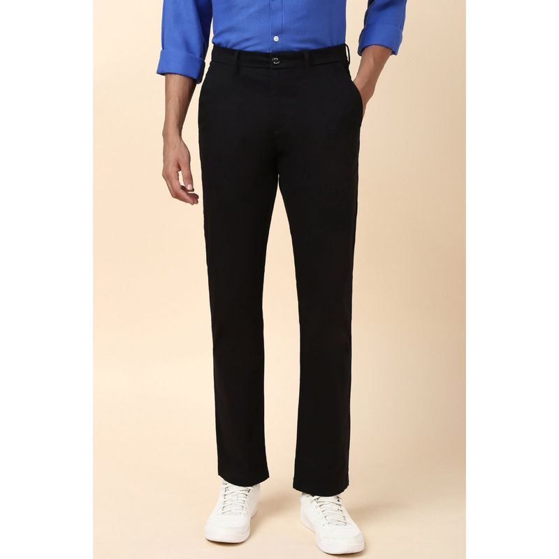 Buy Allen Solly Men Black Regular Fit Solid Casual Trouser Online