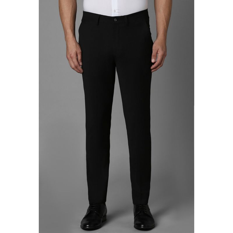 Louis Philippe Men Black Regular Solid Flat Front Formal Trouser (36)