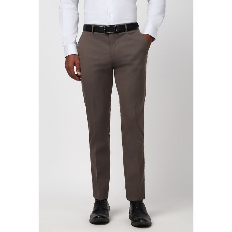 Peter England Men Grey Stripe Slim Fit Trouser (30)