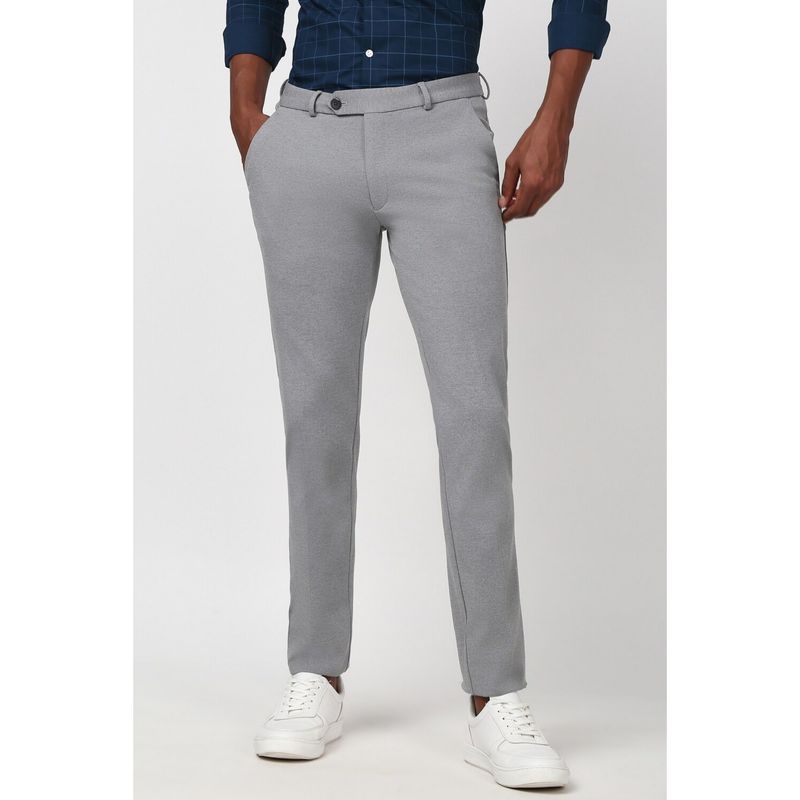 Peter England Men Grey Textured Super Slim Fit Trouser (28)