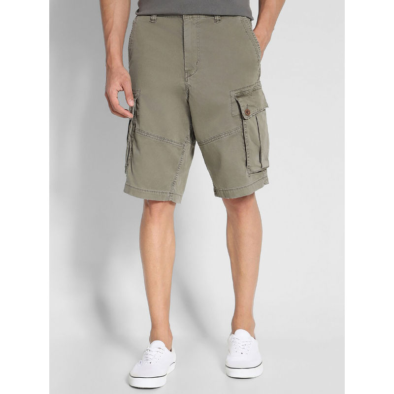 American Eagle Men Green Flex 12 Inches Lived-In Longer Length Cargo Shorts (32)