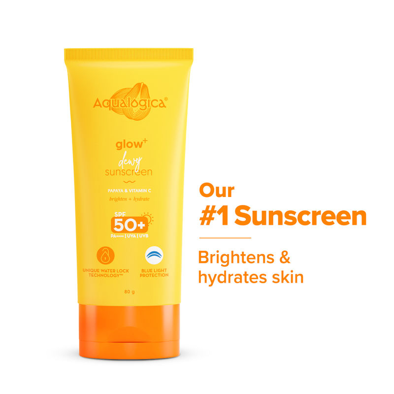 Aqualogica Glow+ Dewy Sunscreen with SPF 50+ & PA++++ for UVA/B & Blue Light Protection