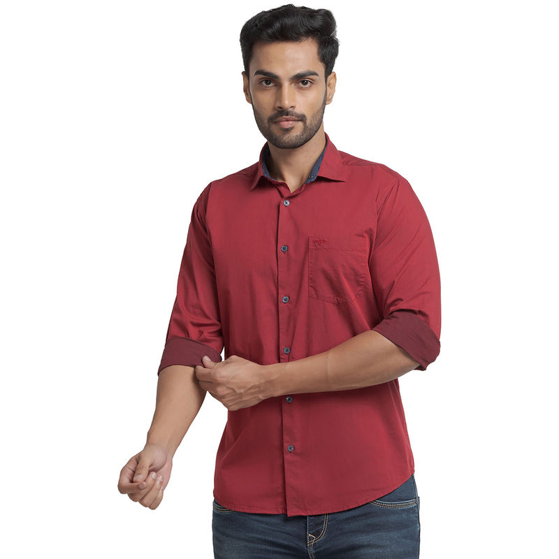 Park Avenue Slim Fit Solid Red Shirt (44)