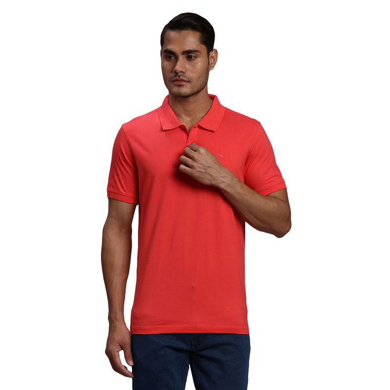 Parx Regular Fit Solid Orange Polo T-Shirt (S)