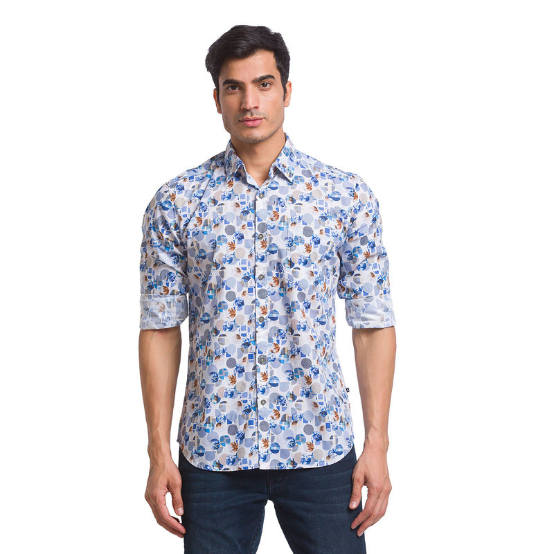 Parx Slim Fit Printed Red Shirt (44)