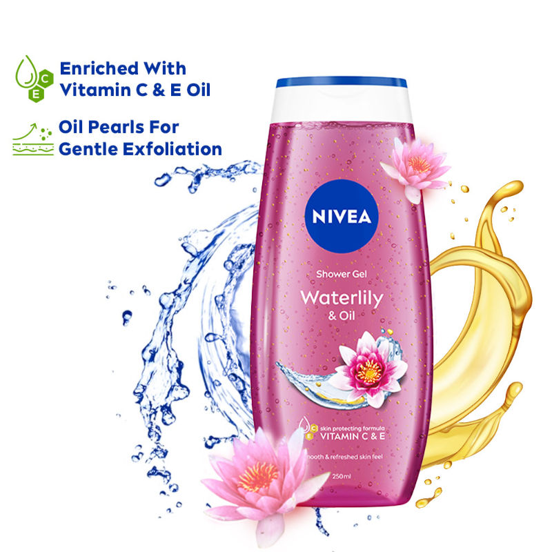 NIVEA Waterlily & care oil Body wash for long-lasting freshness
