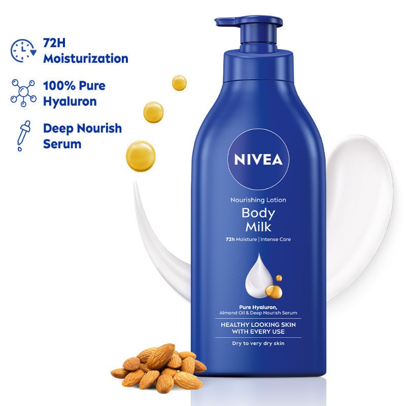 NIVEA Deep Moisture Serum Vit E Body Lotion 48H Intense Moisturization Almond Oil Dry - Very Dry Skin