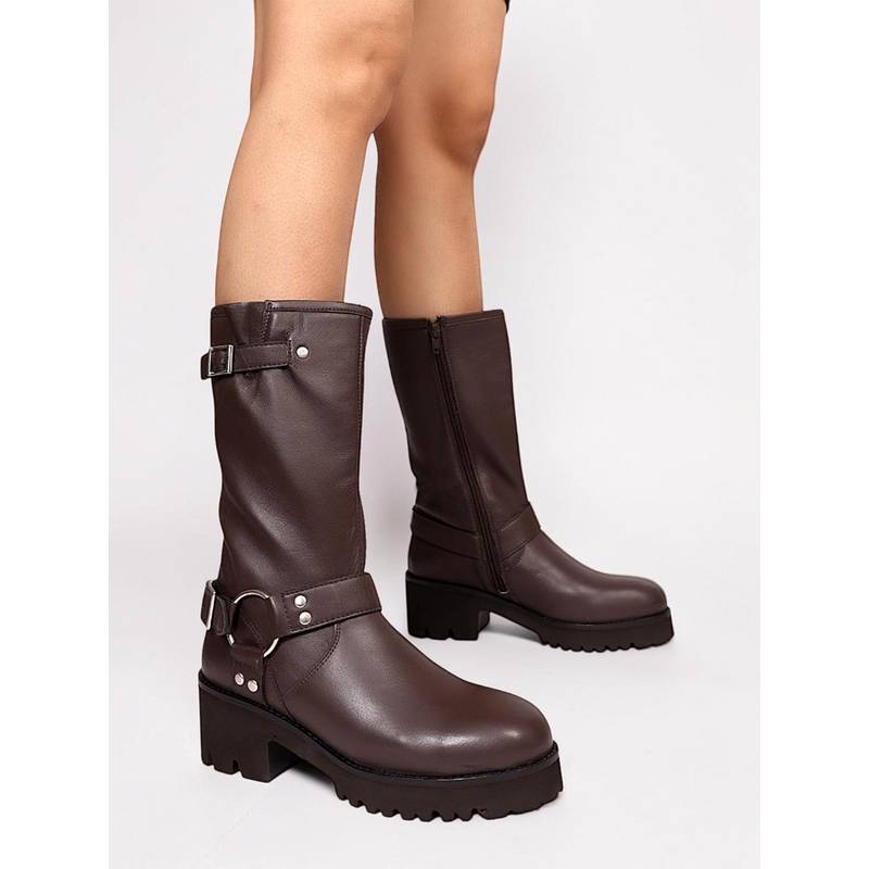 Truffle Collection Women Brown Solid Casual Boots (UK 3)