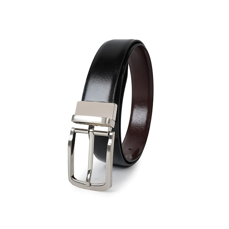Cimoni Men Leather Solid Black Reversible Belt (42)