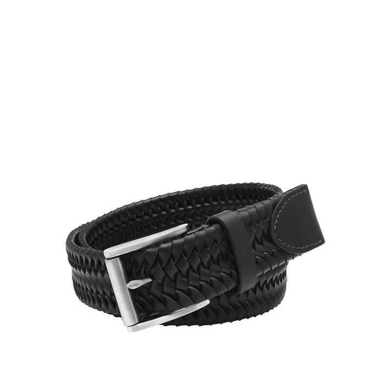 Fossil Men Leather Solid Black Belt (42)