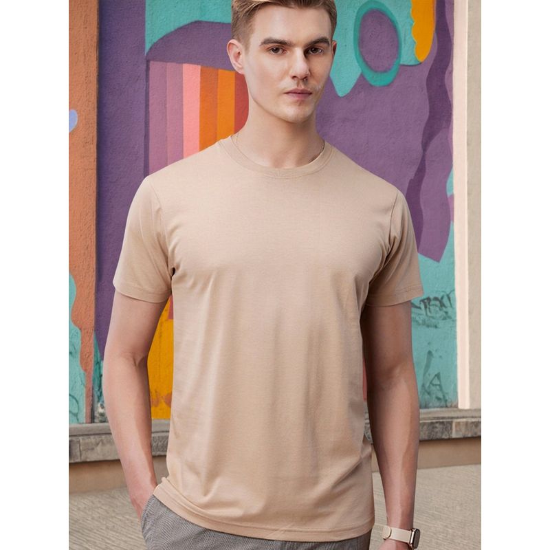 Bewakoof American Pima Men's Brown Plus Size T-shirt (3XL)